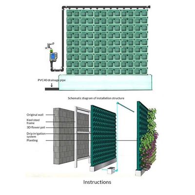 Sistema hidropónico vertical de auto-irrigação de parede verde artificial para projetos de verdura