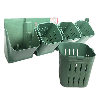 Potes de flores verticais de plástico de PP preto e verde para empilhamento, utilizados com plantas de flores/verdes